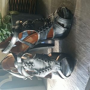 Black strappy high heels